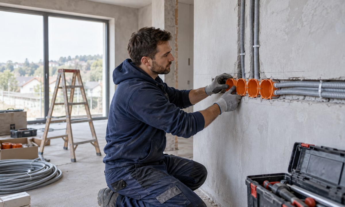 Prowadzenie przewodów i montaż puszek instalacyjnych